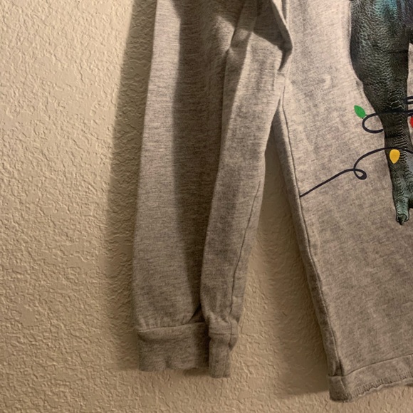 Gray Dinosaur Christmas Long Sleeve Shirt - Picture 7 of 7